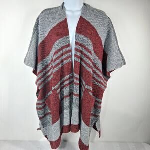 Gena Accessories Cardigan Sweater Wrap‎ Shawl Women's One Size Red Gray Pockets